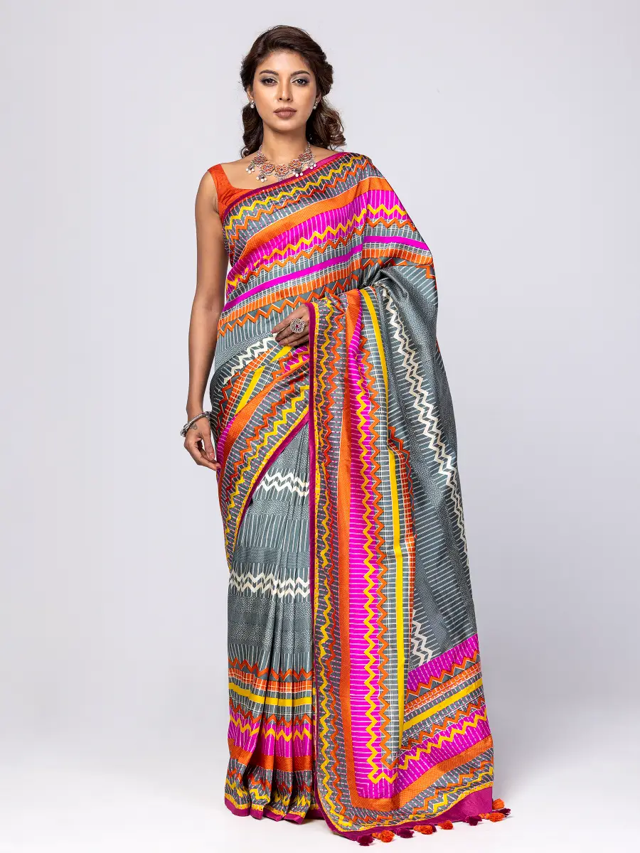 0540000027359 Watermelon Printed Cotton Saree - Image 1